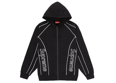 Pre-owned Supreme Men's  Track Paneled Zip Up Hooded Sweatshirt In Black