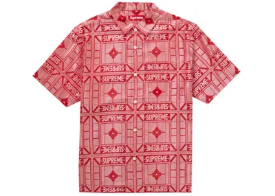Pre-owned Supreme Men's  Tray Jacquard Short Sleeve Shirt In Red