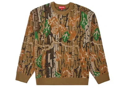 Pre-owned Supreme Men's  Trebark Camo Sweater In Brown