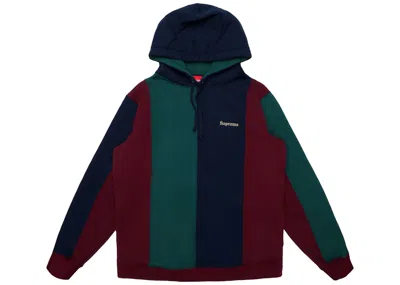 Pre-owned Supreme Men's  Tricolor Hooded Sweatshirt In Burgundy