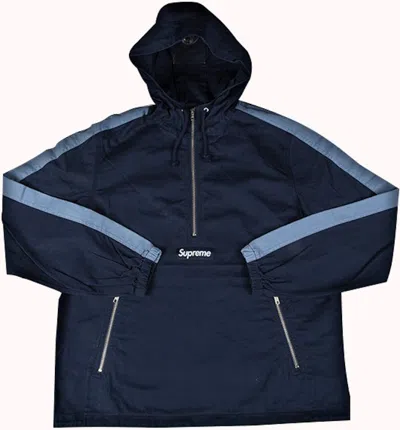 Pre-owned Supreme Men's  Twill Anorak Pullover In Navy Blue
