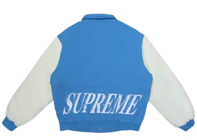 Pre-owned Supreme Men's  Twill Varsity Varsity Jacket In Light Blue