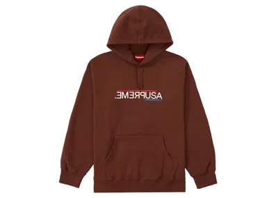 Pre-owned Supreme Men's  Usa Hooded Sweatshirt In Dark Brown