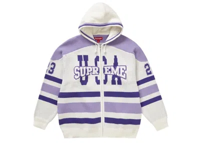 Pre-owned Supreme Men's  Usa Zip Up Hooded Sweater In White