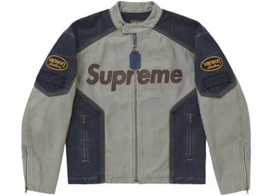 Pre-owned Supreme Men's  Vanson Leathers Cordura Cotton Jacket In Denim In Blue