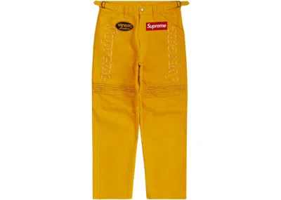 Pre-owned Supreme Men's  Vanson Leathers Cordura Denim Racing Pant In Yellow