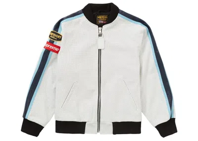 Pre-owned Supreme Men's  Vanson Leathers Perforated Bomber Jacket In White