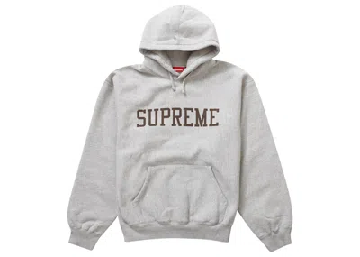 Pre-owned Supreme Men's  Varsity Hooded Sweatshirt In Heather Grey In Gray