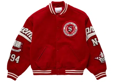 Pre-owned Supreme Men's  Veritas Varsity Jacket In Red