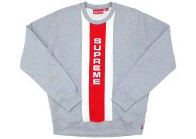 Pre-owned Supreme Men's  Vertical Logo Panel Crewneck Sweatshirt In Heather Grey In Gray