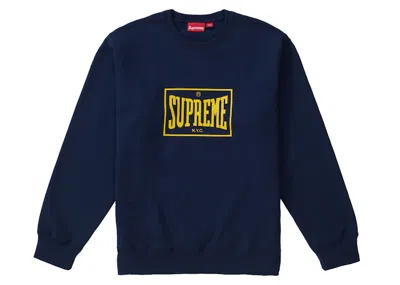Pre-owned Supreme Men's  Warm Up Crewneck Sweatshirt In Navy Blue