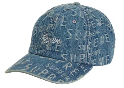 Pre-owned Supreme Men's  Warp Jacquard Logos Denim 6panel In Blue