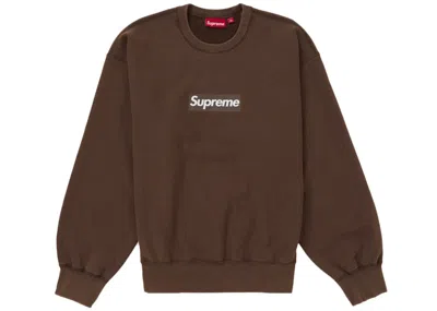 Pre-owned Supreme Men's  Washed Box Logo Crewneck Sweatshirt In Brown