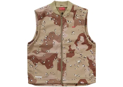 Pre-owned Supreme Men's  Windstopper Work Vest In Chocolate Chip Camo