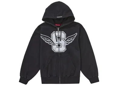 Pre-owned Supreme Men's  Wings Zip Up Hooded Sweatshirt In Black