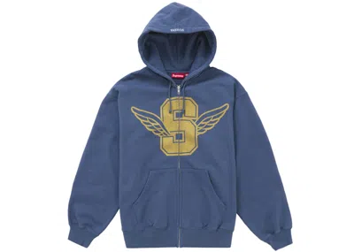 Pre-owned Supreme Men's  Wings Zip Up Hooded Sweatshirt In Dark Blue