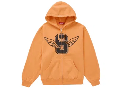 Pre-owned Supreme Men's  Wings Zip Up Hooded Sweatshirt In Light Orange