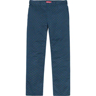 Pre-owned Supreme Men's  Work Pant (fw18) In Light Navy Blue Polka Dot