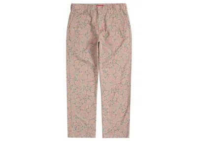 Pre-owned Supreme Men's  Work Pant In Khaki Floral Cards In Multi