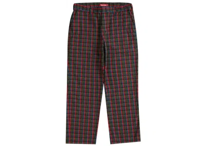 Pre-owned Supreme Men's  Work Pant (ss23) In Red Plaid