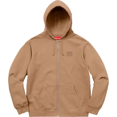 Pre-owned Supreme Men's  World Famous Zip Up Hooded Sweatshirt In Light Brown