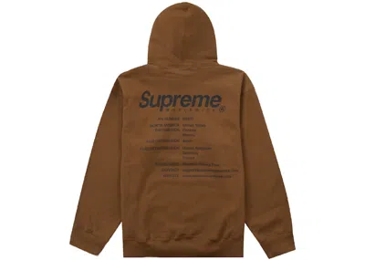 Pre-owned Supreme Men's  Worldwide Hooded Sweatshirt In Olive Brown