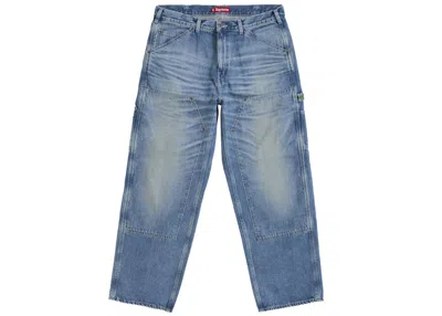 Pre-owned Supreme Men's  Worn Double Knee Painter Pant In Denim In Blue