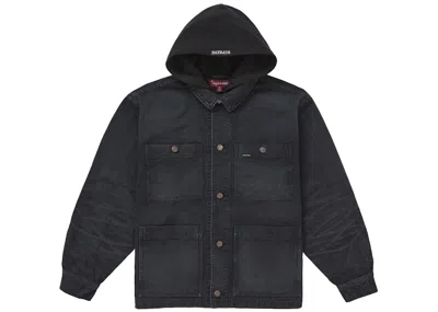 Pre-owned Supreme Men's  Worn Hooded Chore Coat In Black