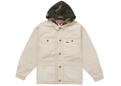 Pre-owned Supreme Men's  Worn Hooded Chore Coat In Natural In Brown