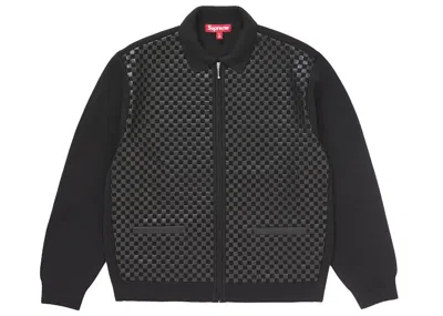 Pre-owned Supreme Men's  Woven Leather Zip Up Cardigan (fw24) In Black