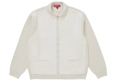 Pre-owned Supreme Men's  Woven Leather Zip Up Cardigan (fw24) In White