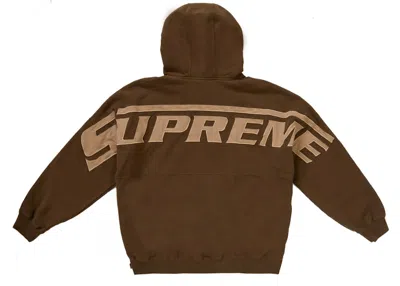 Pre-owned Supreme Men's  Wrapped Half Zip Hooded Sweatshirt In Dusty Brown