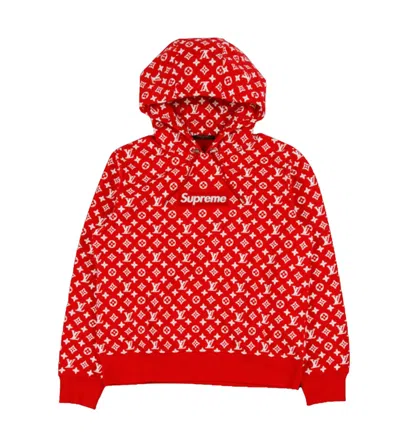 Pre-owned Supreme Men's  X Louis Vuitton Box Logo Hooded Sweatshirt In Red