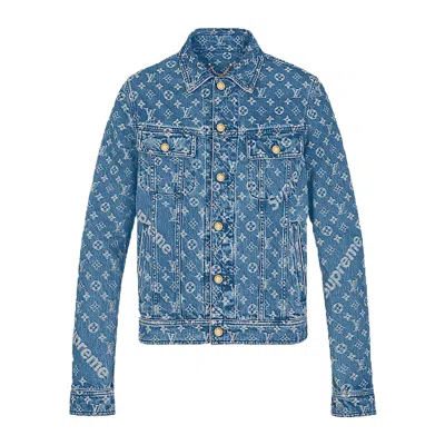 Pre-owned Supreme Men's  X Louis Vuitton Jacquard Denim Trucker Jacket In Blue