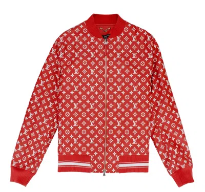 Pre-owned Supreme Men's  X Louis Vuitton Leather Baseball Jacket In Red