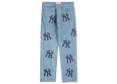 Pre-owned Supreme Men's  X New York Yankees Regular Jean In Washed Blue