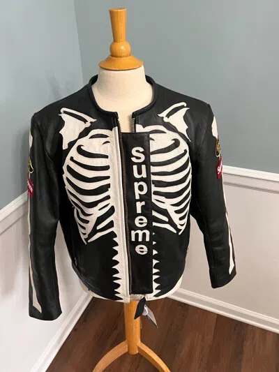 Pre-owned Supreme Men  X Vanson Leather Jacket Bones Riders Jacket Black All Sizes