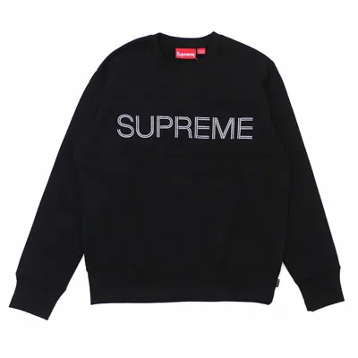 Pre-owned Supreme Men's  Zig Zag Stitch Panel Crewneck Sweatshirt In Black