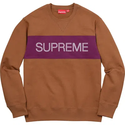 Pre-owned Supreme Men's  Zig Zag Stitch Panel Crewneck Sweatshirt In Rust