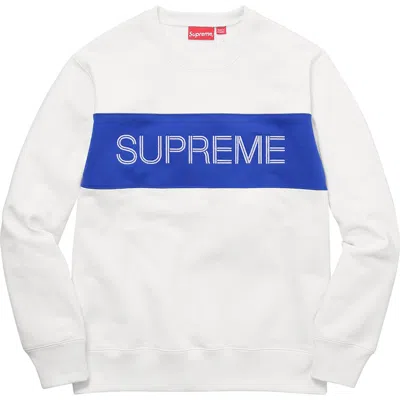 Pre-owned Supreme Men's  Zig Zag Stitch Panel Crewneck Sweatshirt In White