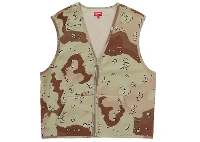 Pre-owned Supreme Men's  Zip Up Sweat Vest In Chocolate Chip Camo