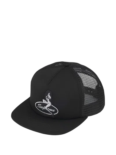 Supreme Mes- Panel Embroidered-logo Cap In Black