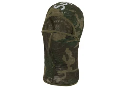 Pre-owned Supreme Mesh Lightweight Balaclava In Woodland Camo