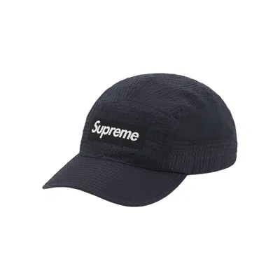 Pre-owned Supreme Mesh Seersucker Camp Cap 'black' | Men's Size Onesize