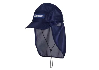 Pre-owned Supreme Mesh Sunshield Camp Cap In Navy Blue