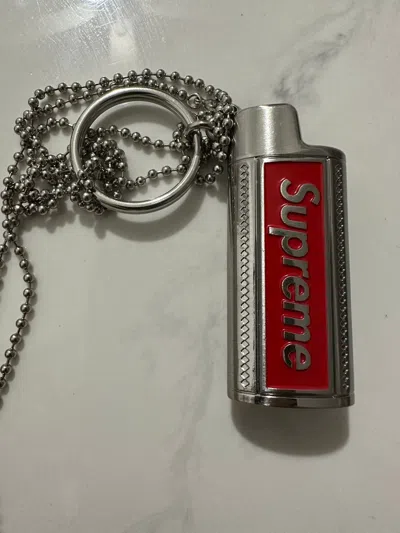 Pre-owned Supreme Metal Lighter Holder Necklace In Red