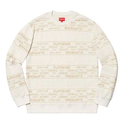 Supreme Metallic Jacquard Crewneck 'white' In Neutral