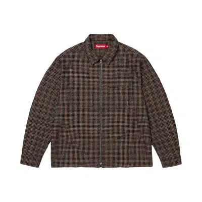 Pre-owned Supreme Metallic Plaid Zip Up Shirt 'washed Black' | Men's Size M