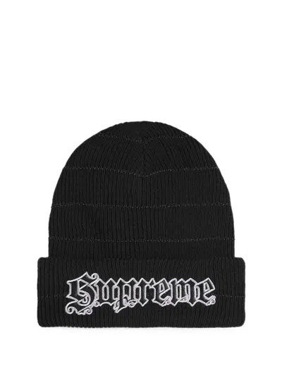 Supreme Metallic-stripe Beanie Hat In Black