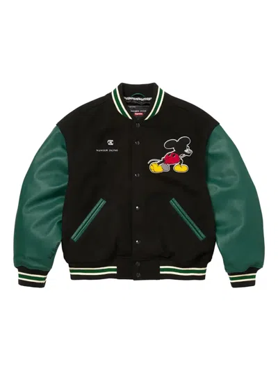 Supreme Mickey Varsity Jacket In Green